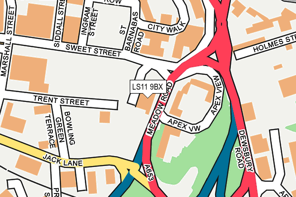 LS11 9BX map - OS OpenMap – Local (Ordnance Survey)