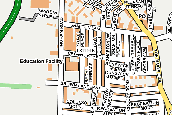 LS11 9LB map - OS OpenMap – Local (Ordnance Survey)