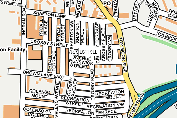 LS11 9LL map - OS OpenMap – Local (Ordnance Survey)