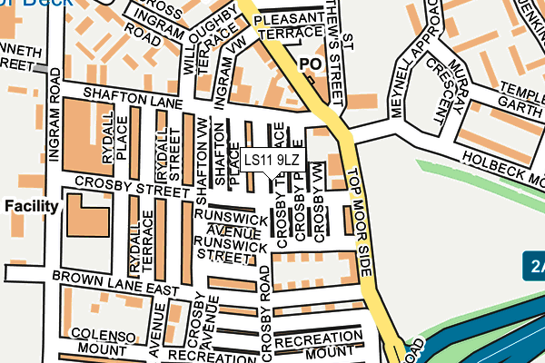 LS11 9LZ map - OS OpenMap – Local (Ordnance Survey)
