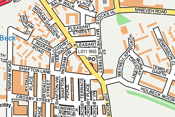 LS11 9NS map - OS OpenMap – Local (Ordnance Survey)