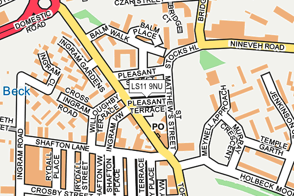 LS11 9NU map - OS OpenMap – Local (Ordnance Survey)