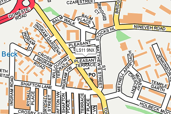 LS11 9NX map - OS OpenMap – Local (Ordnance Survey)