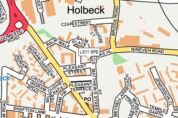LS11 9PB map - OS OpenMap – Local (Ordnance Survey)