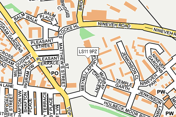 LS11 9PZ map - OS OpenMap – Local (Ordnance Survey)