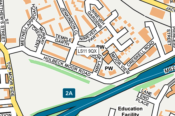 LS11 9QX map - OS OpenMap – Local (Ordnance Survey)