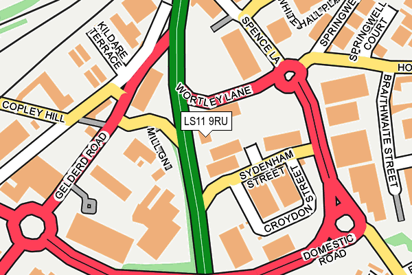 LS11 9RU map - OS OpenMap – Local (Ordnance Survey)