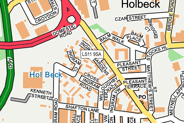 LS11 9SA map - OS OpenMap – Local (Ordnance Survey)
