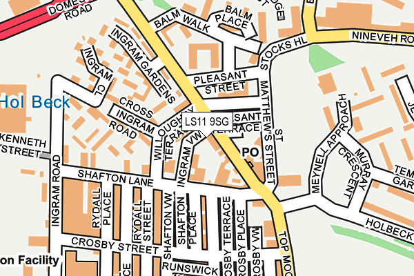 LS11 9SG map - OS OpenMap – Local (Ordnance Survey)