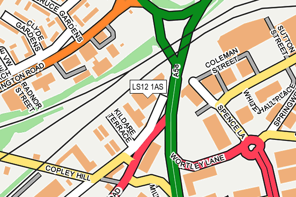 LS12 1AS map - OS OpenMap – Local (Ordnance Survey)