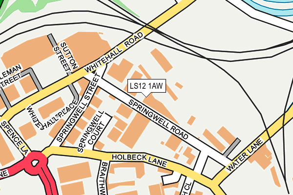 LS12 1AW map - OS OpenMap – Local (Ordnance Survey)