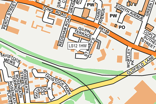 LS12 1HW map - OS OpenMap – Local (Ordnance Survey)