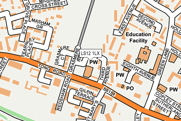 LS12 1LX map - OS OpenMap – Local (Ordnance Survey)