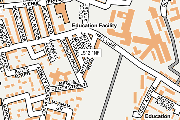 LS12 1NF map - OS OpenMap – Local (Ordnance Survey)