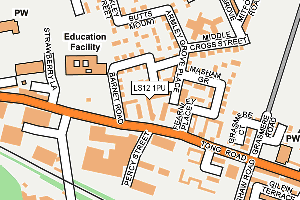 LS12 1PU map - OS OpenMap – Local (Ordnance Survey)