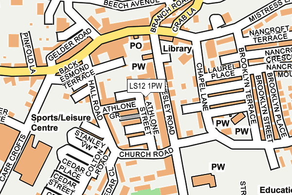 LS12 1PW map - OS OpenMap – Local (Ordnance Survey)