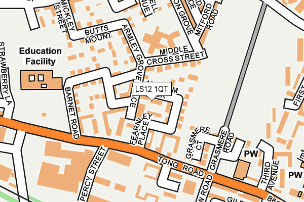 LS12 1QT map - OS OpenMap – Local (Ordnance Survey)