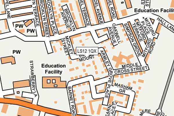 LS12 1QX map - OS OpenMap – Local (Ordnance Survey)