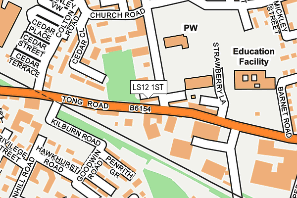 LS12 1ST map - OS OpenMap – Local (Ordnance Survey)