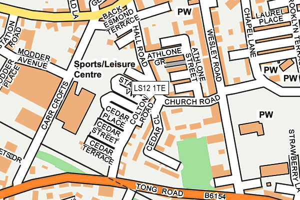 LS12 1TE map - OS OpenMap – Local (Ordnance Survey)