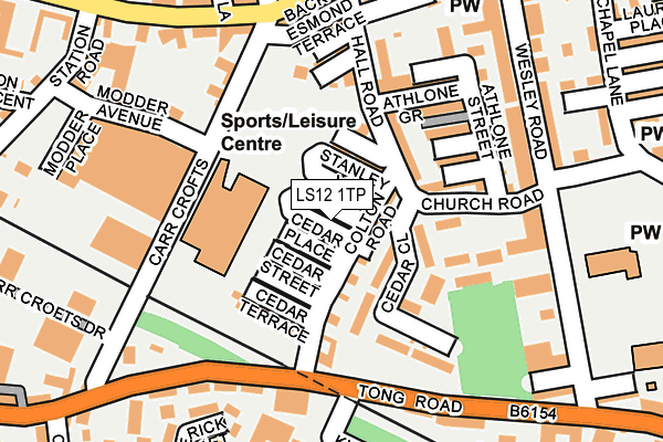 LS12 1TP map - OS OpenMap – Local (Ordnance Survey)