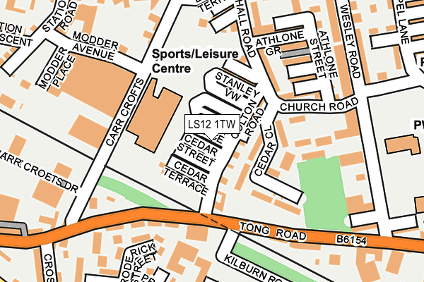 LS12 1TW map - OS OpenMap – Local (Ordnance Survey)