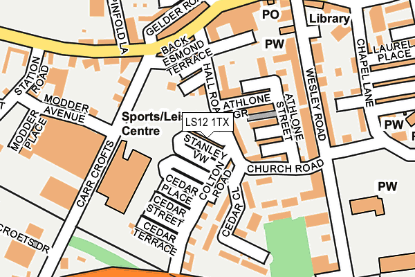 LS12 1TX map - OS OpenMap – Local (Ordnance Survey)