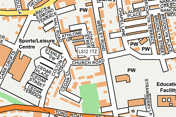 LS12 1TZ map - OS OpenMap – Local (Ordnance Survey)