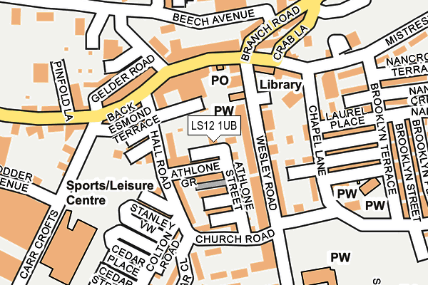 LS12 1UB map - OS OpenMap – Local (Ordnance Survey)