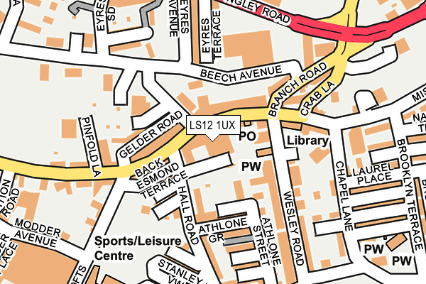 LS12 1UX map - OS OpenMap – Local (Ordnance Survey)