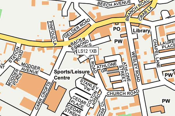 LS12 1XB map - OS OpenMap – Local (Ordnance Survey)