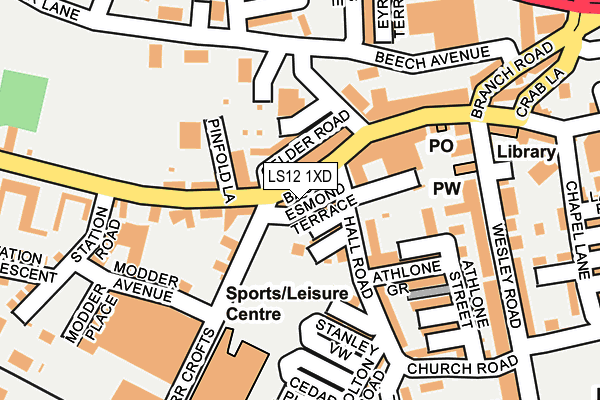 LS12 1XD map - OS OpenMap – Local (Ordnance Survey)