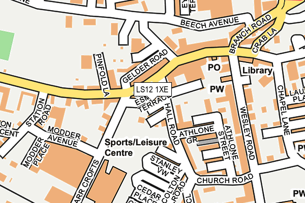 LS12 1XE map - OS OpenMap – Local (Ordnance Survey)