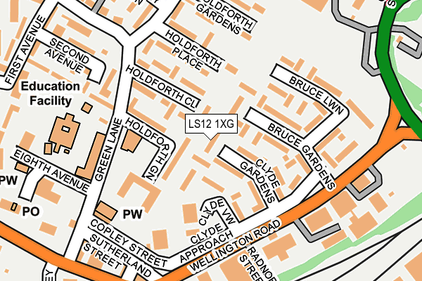 LS12 1XG map - OS OpenMap – Local (Ordnance Survey)