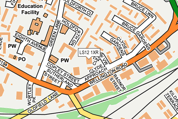 LS12 1XR map - OS OpenMap – Local (Ordnance Survey)