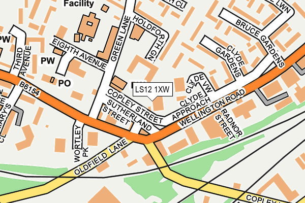 LS12 1XW map - OS OpenMap – Local (Ordnance Survey)