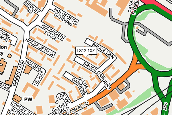 LS12 1XZ map - OS OpenMap – Local (Ordnance Survey)