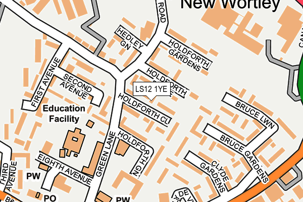 LS12 1YE map - OS OpenMap – Local (Ordnance Survey)