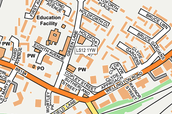 LS12 1YW map - OS OpenMap – Local (Ordnance Survey)