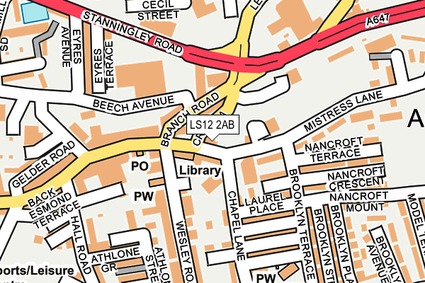 LS12 2AB map - OS OpenMap – Local (Ordnance Survey)