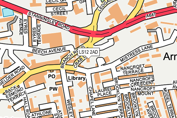 LS12 2AD map - OS OpenMap – Local (Ordnance Survey)