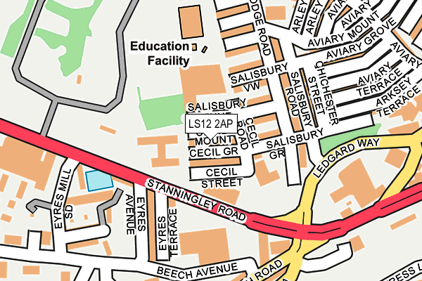 LS12 2AP map - OS OpenMap – Local (Ordnance Survey)