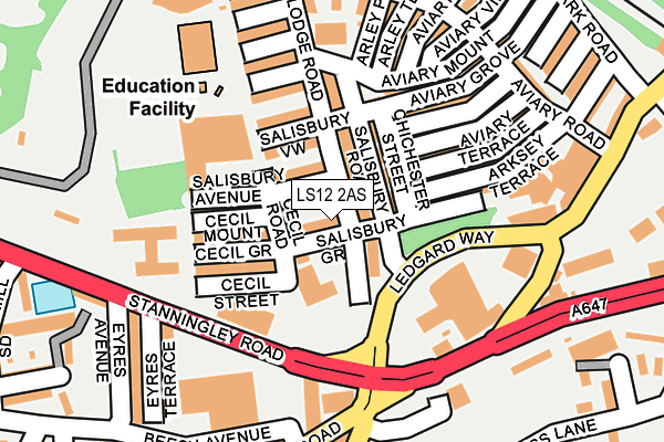 LS12 2AS map - OS OpenMap – Local (Ordnance Survey)