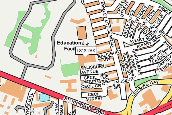 LS12 2AX map - OS OpenMap – Local (Ordnance Survey)