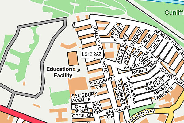 LS12 2AZ map - OS OpenMap – Local (Ordnance Survey)