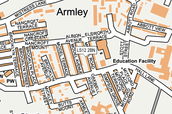 LS12 2BN map - OS OpenMap – Local (Ordnance Survey)