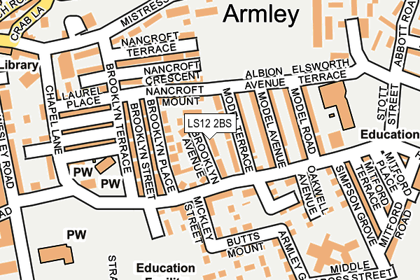 LS12 2BS map - OS OpenMap – Local (Ordnance Survey)