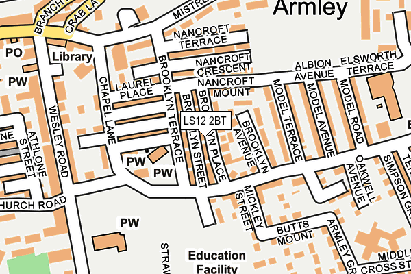 LS12 2BT map - OS OpenMap – Local (Ordnance Survey)