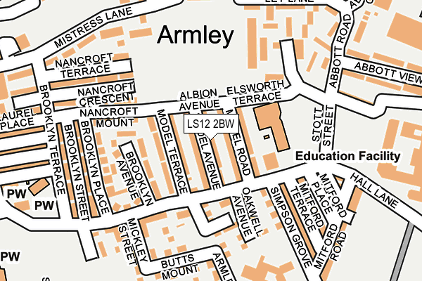 LS12 2BW map - OS OpenMap – Local (Ordnance Survey)