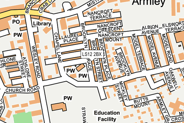 LS12 2BX map - OS OpenMap – Local (Ordnance Survey)